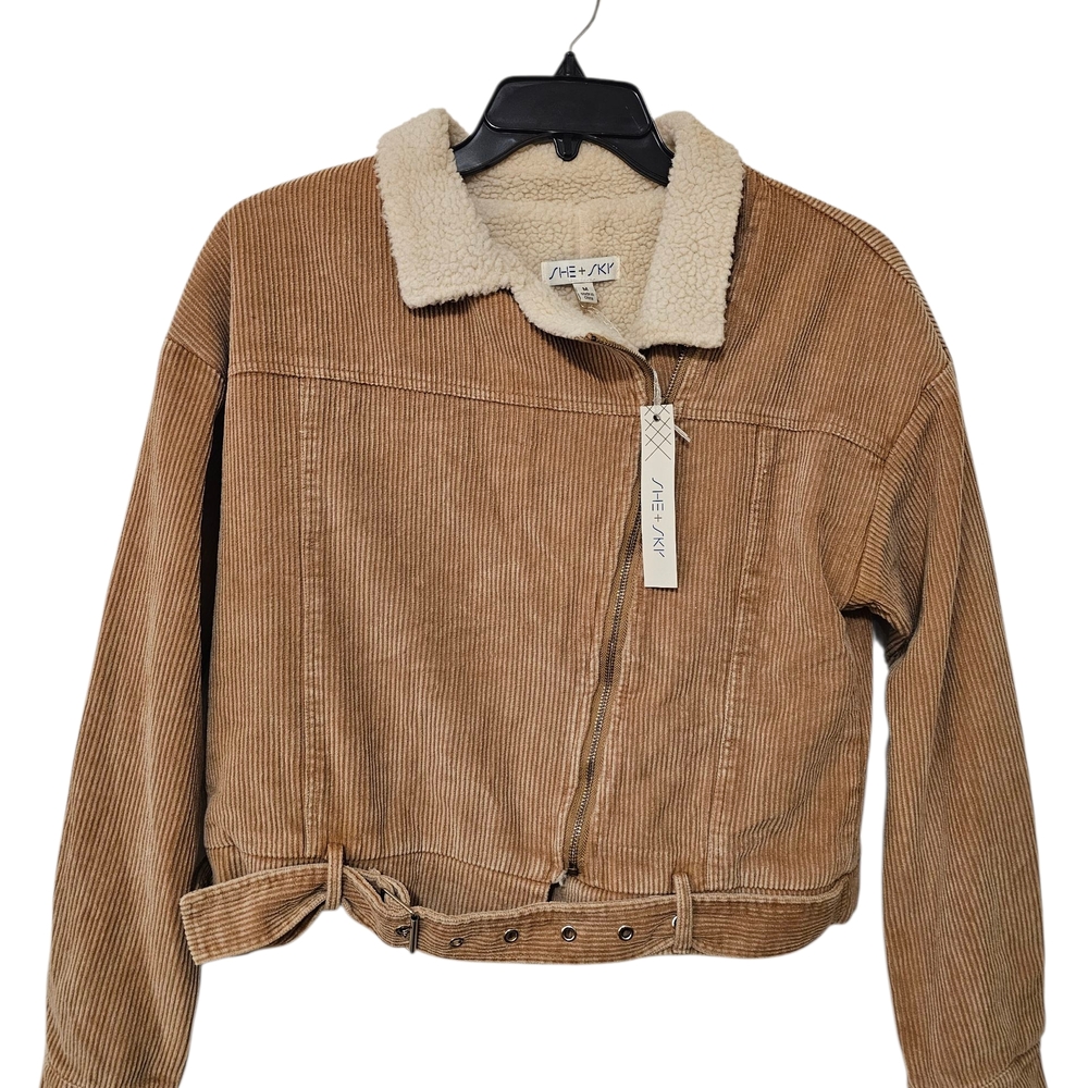 She + Sky Tan Corduroy Teddy Sz M